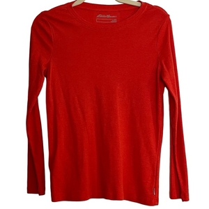 Eddie Bauer Women's Vibrant Reddish Orange Long Sleeve Tee